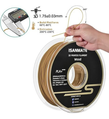 iSANMATE PLA Wood Pear 3D Filament 1.75mm 1kg