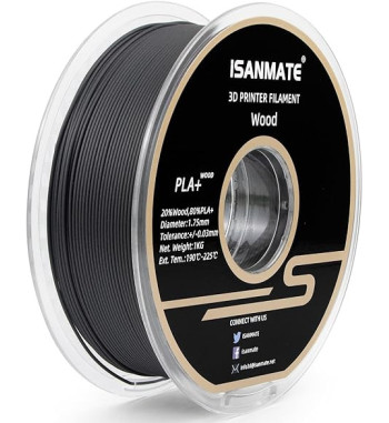 iSANMATE PLA Wood Black Ebony 3D Filament 1.75mm 1kg