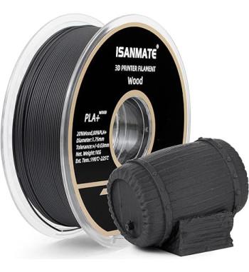 iSANMATE PLA Wood Black Ebony 3D Filament 1.75mm 1kg