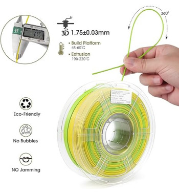 iSANMATE PLA+ Gradient Yellow Green 3D Filament 1.75mm 1kg