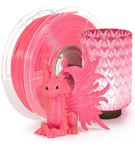 iSANMATE PLA Clear Glitter Bright Pink 3D Filament 1.75mm 1kg